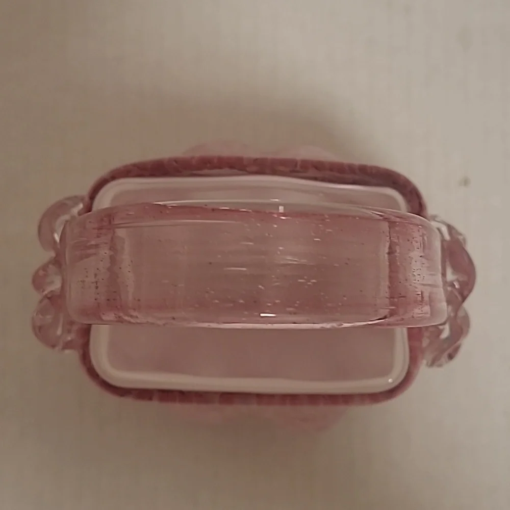 Beautiful Murano Style Pink Glass Basket